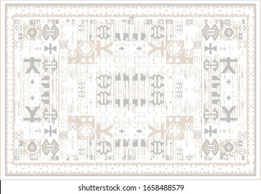 Ikat Distressed Pattern. Vector Tie Dye Shibori Print Design With Stripes And Geo Motifs. Ink Textured Japanese Carpet Vector. Bohemian Print Watercolor Texture. African Rug