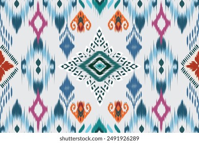 Ikat embroidery ethnic oriental pattern traditional.Aztec geometric art ornament print.Design for carpet, cover.wallpaper, wrapping, fabric, clothing . Pattern seamless design