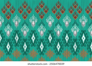 Ikat embroidery ethnic oriental pattern traditional.Aztec geometric art ornament print.Design for carpet, cover.wallpaper, wrapping, fabric, clothing