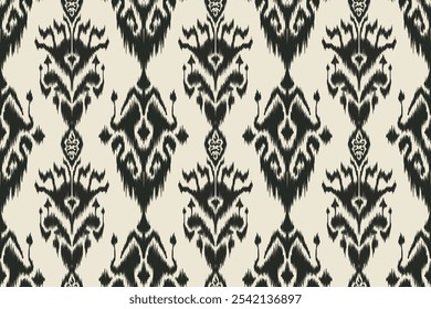 Ikat embroidery with an ethnic oriental pattern and traditional Aztec geometric art ornament. Designed for carpets, covers, wallpapers, wrapping paper, fabric, and clothing.