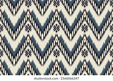 Ikat embroidery with an ethnic oriental pattern and traditional Aztec geometric art ornament. Designed for carpets, covers, wallpapers, wrapping paper, fabric, and clothing.