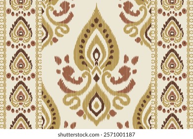 Ikat embroidery with an ethnic oriental pattern and traditional Aztec geometric art ornament. Designed for carpets, covers, wallpapers, wrapping paper, fabric, and clothing.