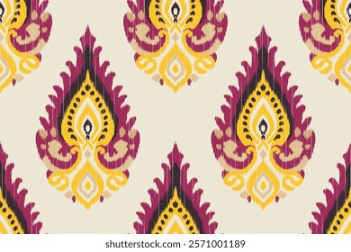 Ikat embroidery with an ethnic oriental pattern and traditional Aztec geometric art ornament. Designed for carpets, covers, wallpapers, wrapping paper, fabric, and clothing.