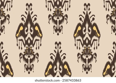 Ikat embroidery with an ethnic oriental pattern and traditional Aztec geometric art ornament. Designed for carpets, covers, wallpapers, wrapping paper, fabric, and clothing.