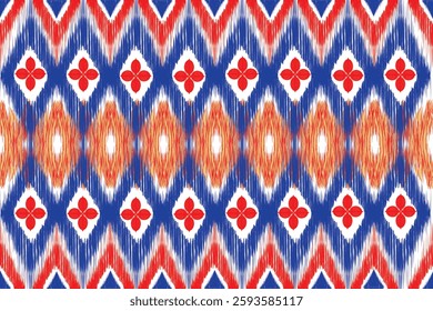 Ikat embroidery ethnic oriental pattern traditional.Aztec geometric art ornament print.Design for carpet, cover.wallpaper, wrapping, fabric, clothing
