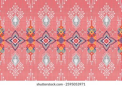 Ikat embroidery ethnic oriental pattern traditional.Aztec geometric art ornament print.Design for carpet, cover.wallpaper, wrapping, fabric, clothing