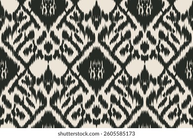 Ikat embroidery with an ethnic oriental pattern and traditional Aztec geometric art ornament. Designed for carpets, covers, wallpapers, wrapping paper, fabric, and clothing.