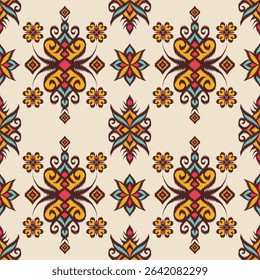 Ikat embroidery ethnic oriental pattern traditional.Aztec geometric art ornament print.Design for carpet, cover.wallpaper, wrapping, fabric.