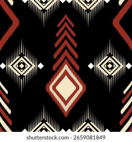 Ikat bordado étnico padrão oriental tradicional.Aztec arte geométrica ornamento print.Design para tapete, cover.wallpaper, envoltório, tecido, roupas