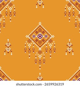 Ikat embroidery ethnic oriental pattern traditional.Aztec geometric art ornament print.Design for carpet, cover.wallpaper, wrapping, fabric, clothing