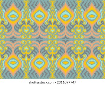 Ikat embroidery ethnic seamless pattern for fabric, carpet, wallpaper, textiles, fashions, decorations.