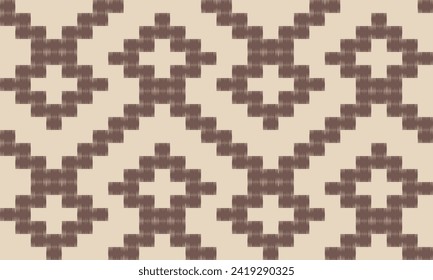 Ikat embroidery on a brown background. geometric crochet and knitting patterns are traditional. Aztec-style. design for texture, fabric, clothing, wrapping, decoration, rugs, carpet, bag