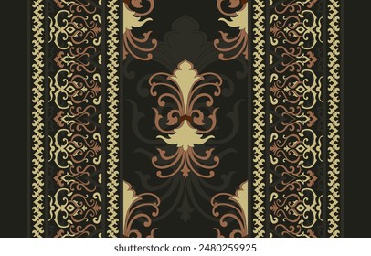 Ikat embroidery seamless paisley pattern, traditional ethnic style. Abstract vector Aztec style design for textures, fabric, clothing, wrapping, decoration.