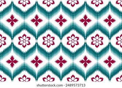 Ikat ethnic Abstract art pattern.pattern in tribal. Folk  embroidery. Aztec geometric art ornament print. Design for carpet, cover wallpaper, wrapping, fabric, clothing, fashion item.