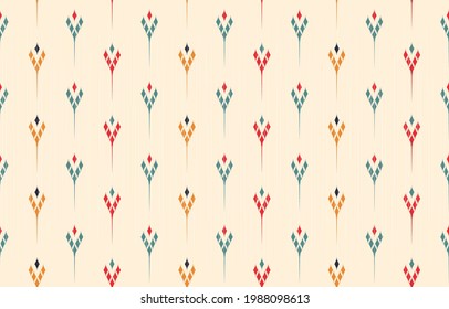 Ikat ethnic abstract beautiful art. Ikat seamless pattern in tribal, folk embroidery, Mexican style. Aztec geometric art ornament print. Design for carpet, wallpaper, clothing, wrapping, fabric,cover.