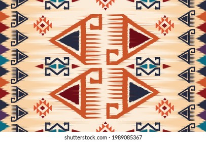 Ikat ethnic abstract beautiful art. Ikat seamless pattern in tribal, folk embroidery, Mexican style. Aztec geometric art ornament print. Design for carpet, wallpaper, clothing, wrapping, fabric,cover.