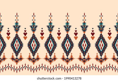 Ikat ethnic abstract beautiful art. Ikat seamless pattern in tribal, folk embroidery, Mexican style. Aztec geometric art ornament print. Design for carpet, wallpaper, clothing, wrapping, fabric,cover.