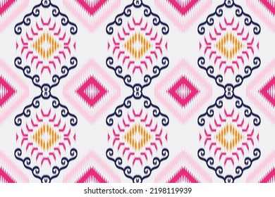 Ikat ethnic abstract beautiful art. The most intricately patterned fabrics. pattern textiles that employ resist dyeing on the yarns prior to dyeing and weaving the fabric.