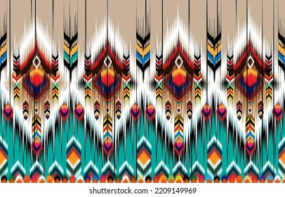 Ikat ethnic abstract beautiful art. Ikat seamless pattern in tribal, 
folk embroidery, Mexican style. Aztec geometric art ornament print. 
Design for carpet, wallpaper, clothing, wrapping, fabric,cove