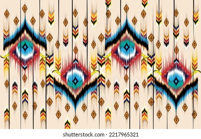 Ikat ethnic abstract beautiful art. Ikat seamless pattern in tribal, 
folk embroidery, Mexican style. Aztec geometric art ornament print. 
Design for carpet, wallpaper, clothing, wrapping