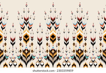 Ikat ethnic abstract beautiful art. Ikat seamless pattern in tribal, 
folk embroidery, Mexican style. Aztec geometric art ornament print. 
Design for carpet, wallpaper, clothing, wrapping, fabric,cove