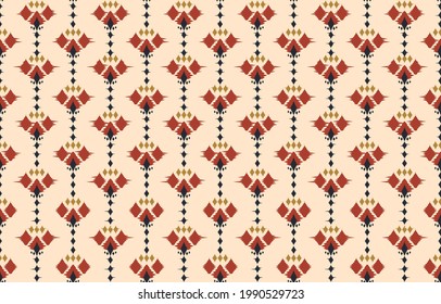 Ikat ethnic abstract floral art. Ikat seamless pattern in tribal, folk embroidery, Mexican style. Aztec geometric art ornament print. Design for carpet, wallpaper, clothing, wrapping, fabric,cover.