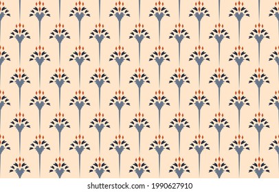 Ikat ethnic abstract floral art. Ikat seamless pattern in tribal, folk embroidery, Mexican style. Aztec geometric art ornament print. Design for carpet, wallpaper, clothing, wrapping, fabric,cover.