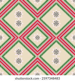 Ikat ethnic abstract geometric pattern design for fabric , wallpaper ,wrapping paper, textile ,fashion and decor.