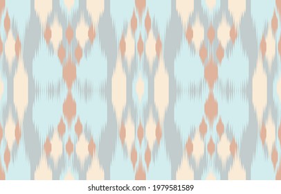 Ikat ethnic abstract pastel art. Seamless pattern in tribal, folk embroidery, Cute Mexican style. Aztec geometric art ornament print. Design for carpet, wallpaper, clothing, wrapping, fabric,cover.