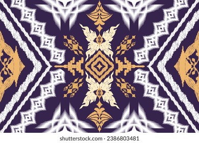 Ikat ethnic aztec embroidery style.Figure Geometric oriental traditional art pattern.Design for ikat background,wallpaper,fashion,clothing,wrapping,fabric,element,sarong,graphic,vector illustration.