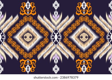 Ikat ethnic aztec embroidery style.Figure Geometric oriental traditional art pattern.Design for ikat background,wallpaper,fashion,clothing,wrapping,fabric,element,sarong,graphic,vector illustration.