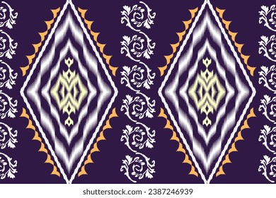 Ikat ethnic aztec embroidery style.Figure Geometric oriental traditional art pattern.Design for ikat background,wallpaper,fashion,clothing,wrapping,fabric,element,sarong,graphic,vector illustration.