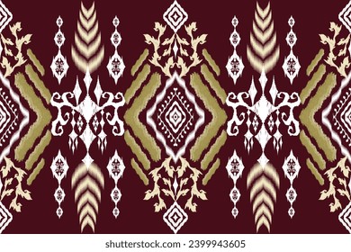 Ikat ethnic aztec embroidery style.Figure Geometric oriental traditional art pattern.Design for ikat background,wallpaper,fashion,clothing,wrapping,fabric,element,sarong,graphic,vector illustration.