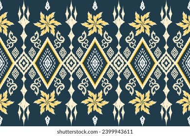 Ikat ethnic aztec embroidery style.Figure Geometric oriental traditional art pattern.Design for ikat background,wallpaper,fashion,clothing,wrapping,fabric,element,sarong,graphic,vector illustration.