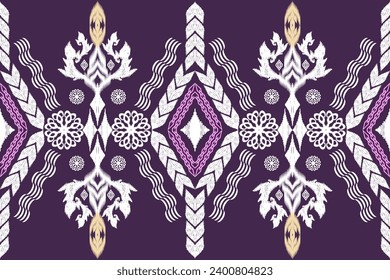Ikat ethnic aztec embroidery style.Figure Geometric oriental traditional art pattern.Design for ikat background,wallpaper,fashion,clothing,wrapping,fabric,element,sarong,graphic,vector illustration.