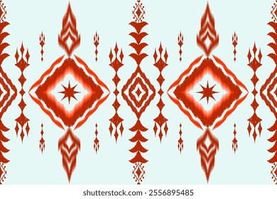 Ikat ethnic aztec embroidery style.Figure Geometric oriental traditional art pattern.Design for ikat background,wallpaper,fashion,clothing,wrapping,fabric,element,sarong,graphic,vector illustration.