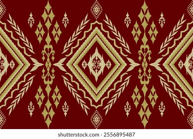 Ikat ethnic aztec embroidery style.Figure Geometric oriental traditional art pattern.Design for ikat background,wallpaper,fashion,clothing,wrapping,fabric,element,sarong,graphic,vector illustration.