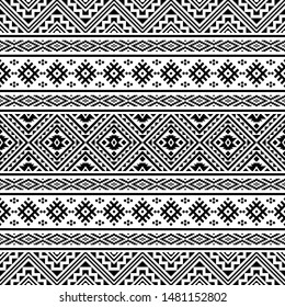 Ikat Ethnic Aztec Pattern Illustration Design in black and white color. design For Background, Frame, Border or Decoration. Ikat, geometric pattern, native Indian, Navajo, Inca Design