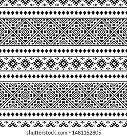 Ikat Ethnic Aztec Pattern Illustration Design in black and white color. design For Background, Frame, Border or Decoration. Ikat, geometric pattern, native Indian, Navajo, Inca Design