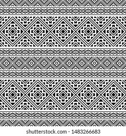 Ikat Ethnic Aztec Pattern Illustration Design in black and white color. design For Background, Frame, Border or Decoration. Ikat, geometric pattern, native Indian, Navajo, Inca Design