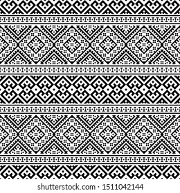Ikat Ethnic Aztec Pattern Illustration Design in black and white color. design For Background, Frame, Border or Decoration. Ikat, geometric pattern, native Indian, Navajo, Inca Design