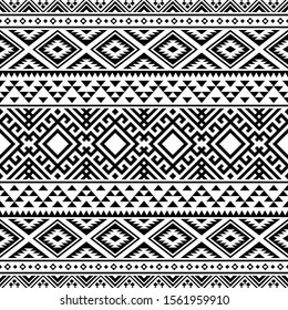 Ikat Ethnic Aztec Pattern Illustration Design in black and white color. design For Background, Frame, Border or Decoration. Ikat, geometric pattern, native Indian, Navajo, Inca