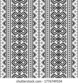 Ikat Diseño de Ilustración de Patrón Azteca Étnico en blanco y negro. diseño para fondo, marco, borde o decoración. Ikat, patrón geométrico, indio nativo, navajo, Inca Diseño