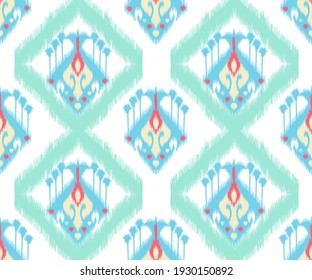 El diseño ininterrumpido de la cadena étnica Ikat para las ideas de decoración casera. Papel tapizado de almohada. Indio, azteca, tela, boho, geométrico, africano, americano de fondo vectorial. Moqueta.