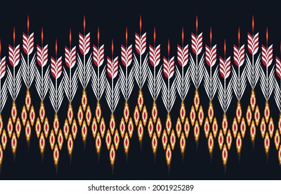 Ikat ethnic design abstract background. Seamless pattern in tribal,folk embroidery,chevron art design. Aztec geometric art ornament print.Design for carpet, wallpaper, clothing,wrapping,fabric,cover