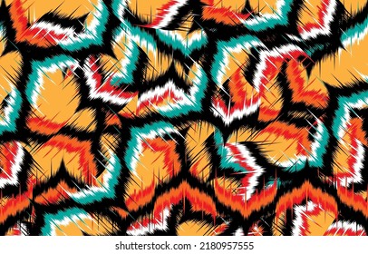 Ikat ethnic design abstract background. Seamless pattern in tribal,
folk embroidery,chevron art design. Aztec geometric art ornament print.
Design for carpet, wallpaper, clothing,wrapping,fabric,cover