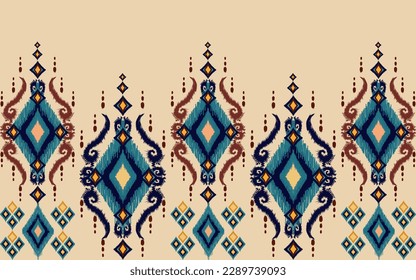 Ikat ethnic design abstract background. Seamless pattern in tribal,
folk embroidery,chevron art design. Aztec geometric art ornament print.
Design for carpet, wallpaper, clothing,wrapping,fabric,cover