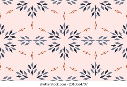 Ikat ethnic design background. Seamless ikat pattern in tribal, folk embroidery blue floral art. Aztec geometric art ornament print. Design for carpet, wallpaper, clothing, wrapping, fabric, cover