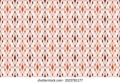 Ikat ethnic design beige
 background. Seamless orange ikat pattern in tribal, folk embroidery abstract chevron art. Aztec art ornament print.Design for carpet, wallpaper, clothing, wrapping, fabric.