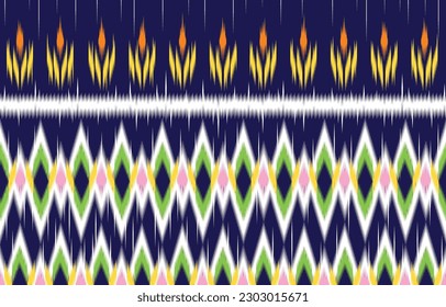 Ikat ethnic design.Ikat seamless pattern in tribal, folk embroidery abstract wave art. ornament print. Ikat Design for wallpaper,carpet,clothing,fashion,fabric.